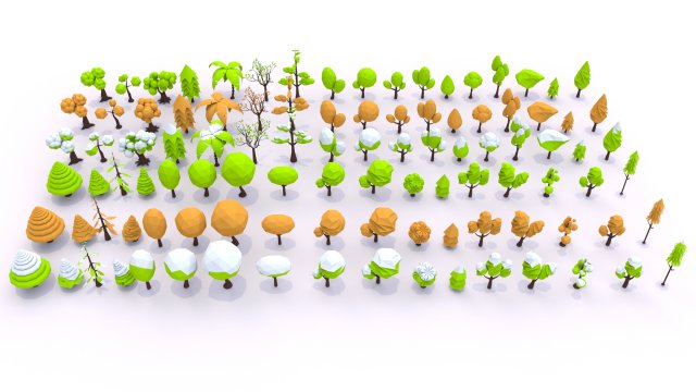 cartoon low poly trees pack 3Dモデル .c4d .max .obj .3ds .fbx .stl .blend 