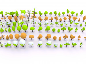 cartoon low poly trees pack 3D Model