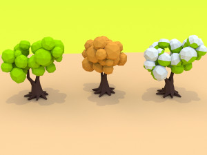 cartoon low poly trees pack 3Dモデル