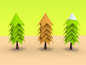 cartoon low poly trees pack 3Dモデル