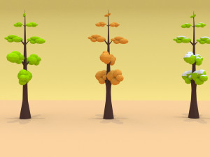 cartoon low poly trees pack 3Dモデル