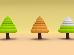 cartoon low poly trees pack 3Dモデル