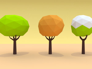 cartoon low poly trees pack 3Dモデル