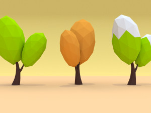 cartoon low poly trees pack 3Dモデル