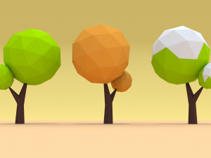 cartoon low poly trees pack 3Dモデル