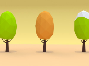 cartoon low poly trees pack 3Dモデル