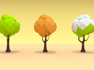 cartoon low poly trees pack 3Dモデル