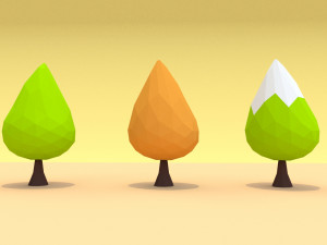 cartoon low poly trees pack 3Dモデル