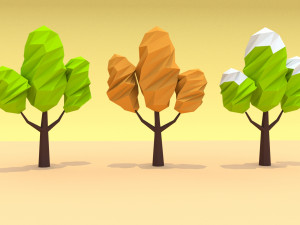 cartoon low poly trees pack 3Dモデル