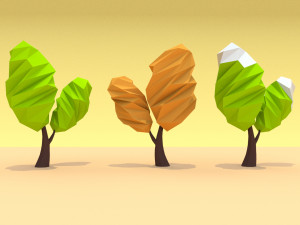 cartoon low poly trees pack 3Dモデル