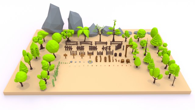 trees flowers and rocks 3D मॉडल .c4d .max .obj .3ds .fbx .stl .blend
