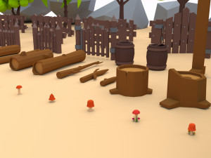 trees flowers and rocks 3D मॉडल