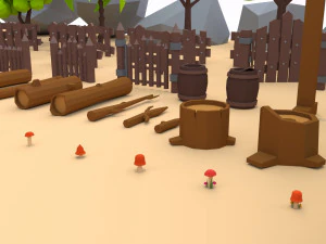 trees flowers and rocks 3D Model