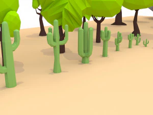 trees flowers and rocks 3D Model