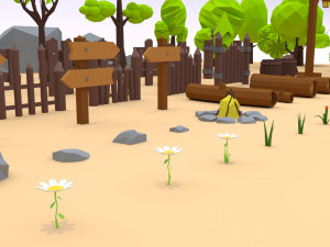 trees flowers and rocks 3D मॉडल