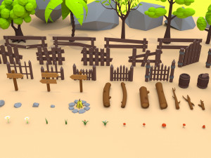 trees flowers and rocks 3D मॉडल