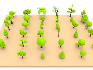 trees flowers and rocks 3D मॉडल