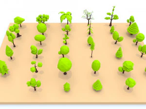 trees flowers and rocks 3D Model