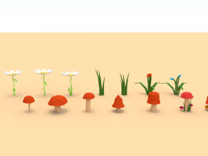 trees flowers and rocks 3D मॉडल