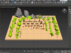 trees flowers and rocks 3D Model
