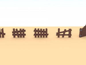 wooden fence and flowers 3Dモデル