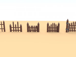 wooden fence and flowers 3Dモデル
