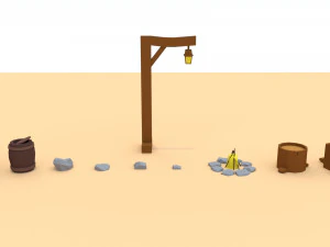 wooden fence and flowers 3D Model