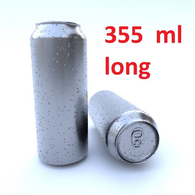beverage can 355 long ml 3D Model .c4d .max .obj .3ds .fbx .stl .blend 