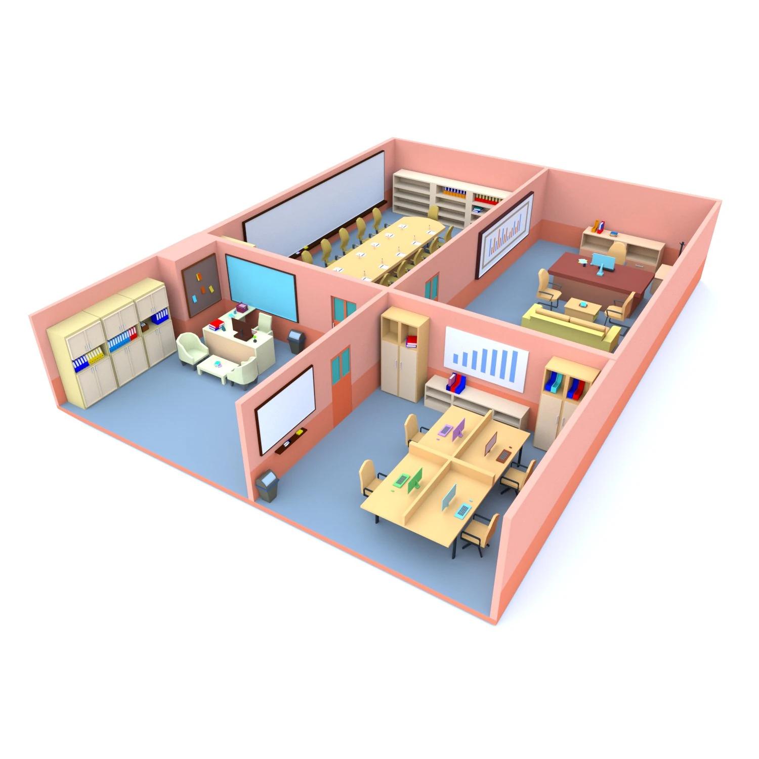 office cartoon 02 3D Model .c4d .max .obj .3ds .fbx .stl .blend 