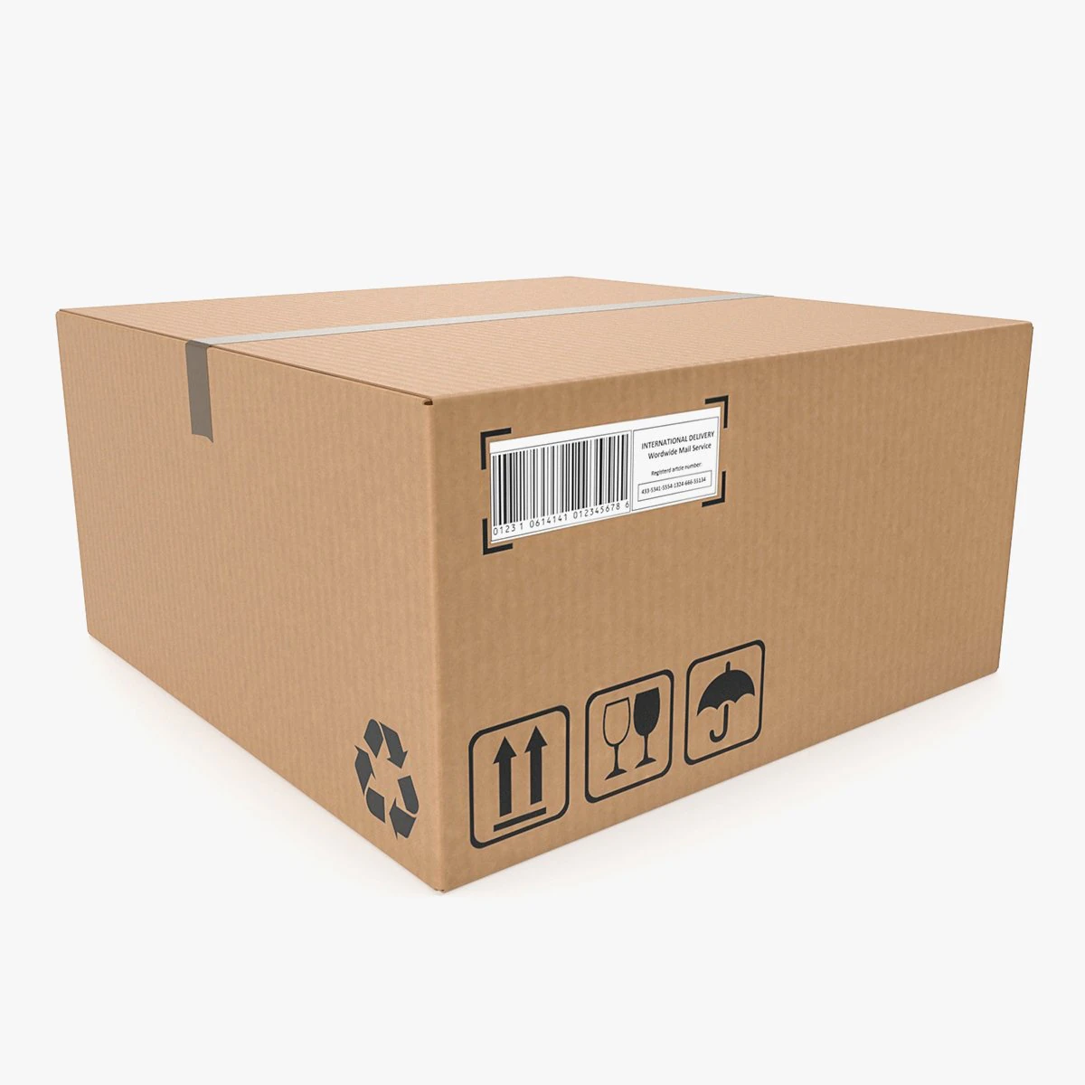Cardboard box 13 3D Model .c4d .max .obj .3ds .fbx .stl .blend 