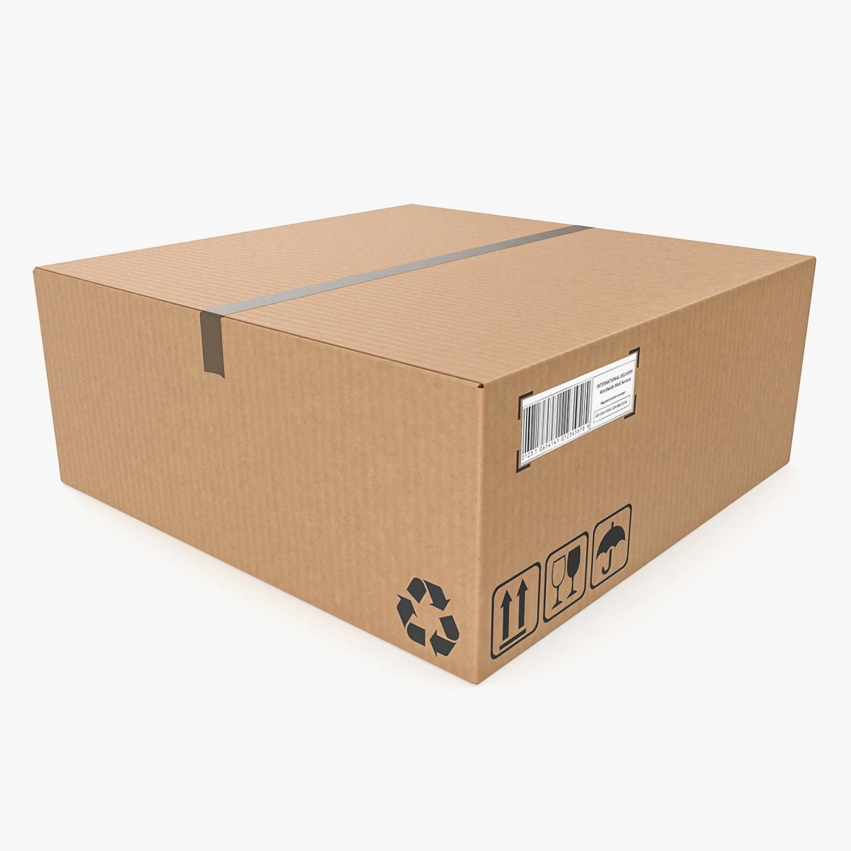 Cardboard box 14 3D Model .c4d .max .obj .3ds .fbx .stl .blend 