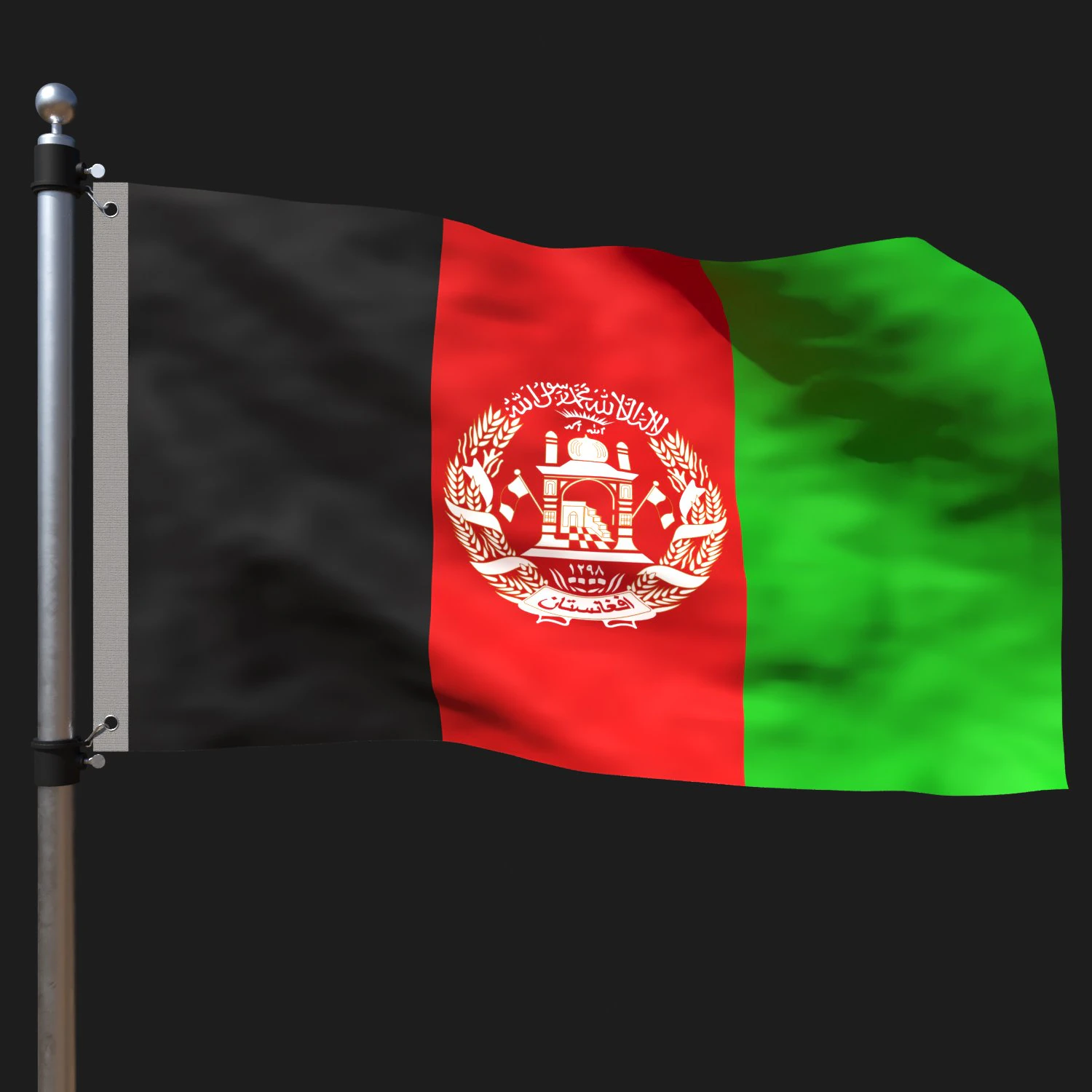 Flag of afghanistan 3D Model .c4d .max .obj .3ds .fbx .stl .blend 