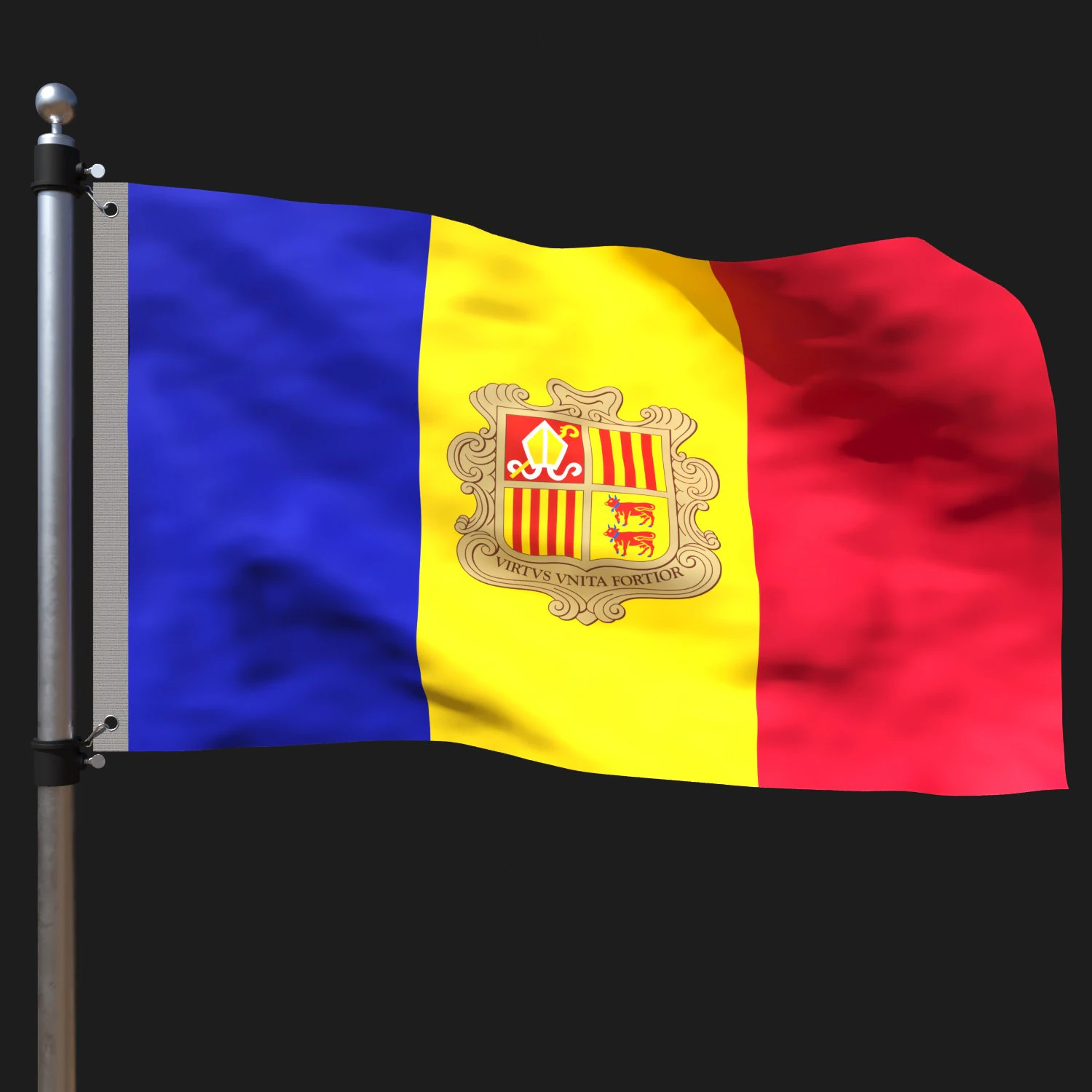Flag of andorra 3D Model .c4d .max .obj .3ds .fbx .stl .blend 