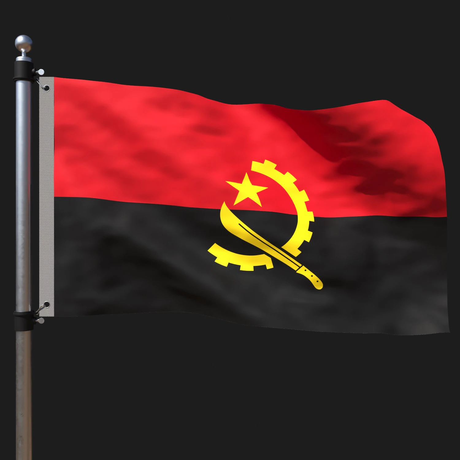 Flag of angola 3D Model .c4d .max .obj .3ds .fbx .stl .blend