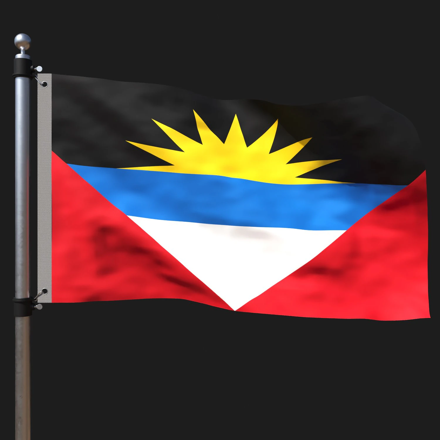 Flag of antigua-and-barbuda 3D Model .c4d .max .obj .3ds .fbx .stl .blend