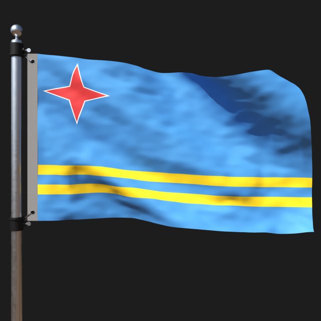 Flag of aruba Modello 3D .c4d .max .obj .3ds .fbx .stl .blend 
