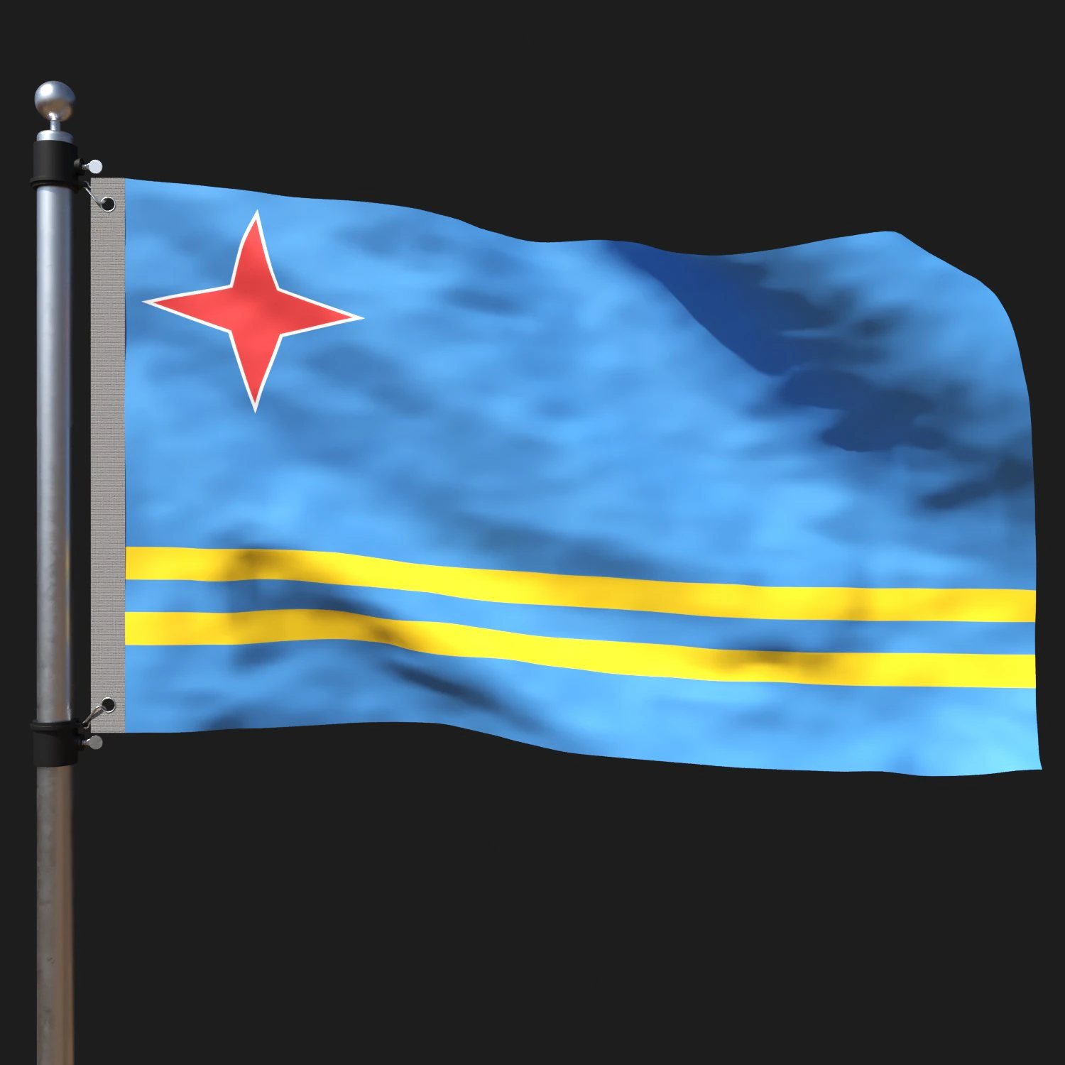 Flag of aruba 3D Model .c4d .max .obj .3ds .fbx .stl .blend