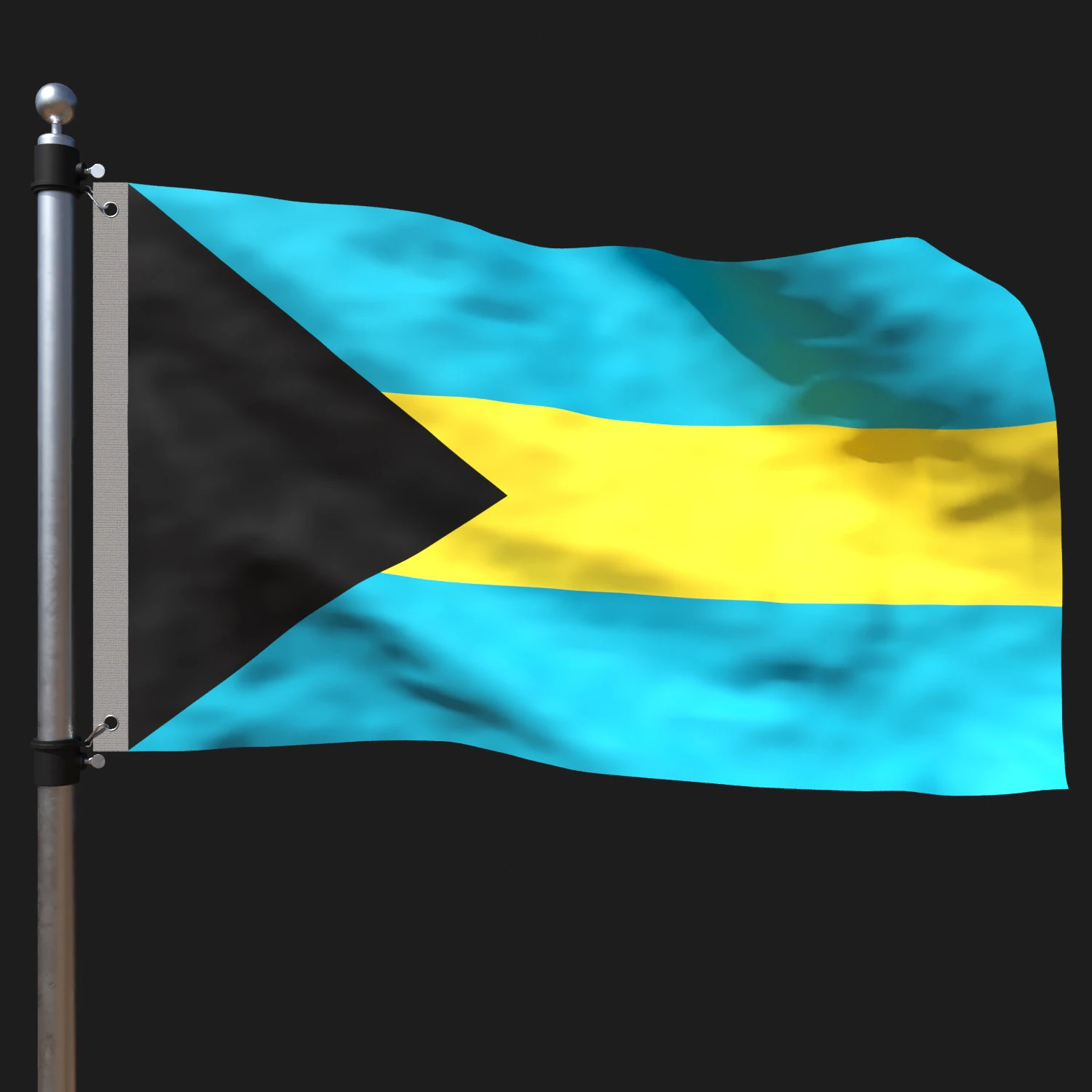 Flag of bahamas 3D Model .c4d .max .obj .3ds .fbx .stl .blend 