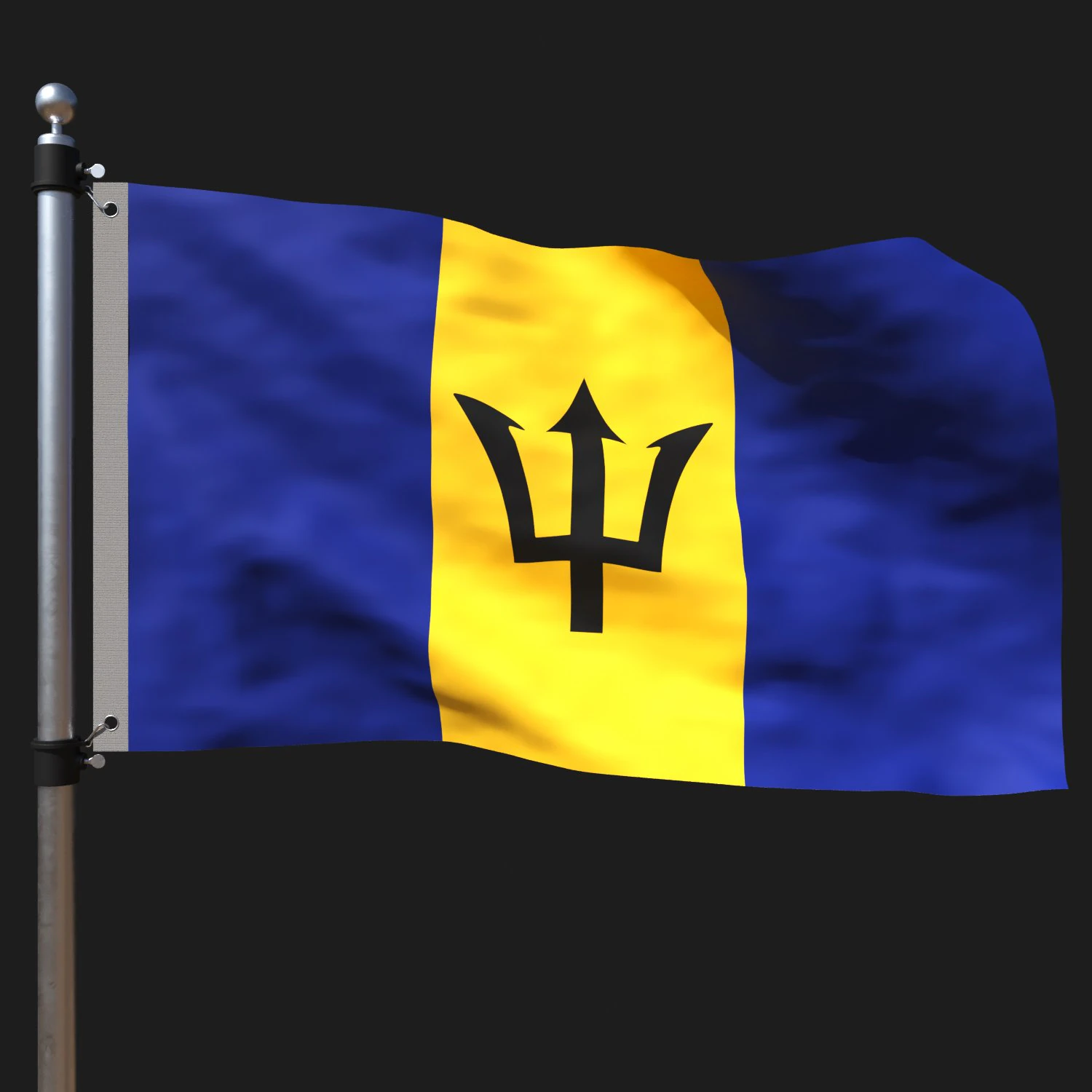 Flag of barbados 3D Model .c4d .max .obj .3ds .fbx .stl .blend 
