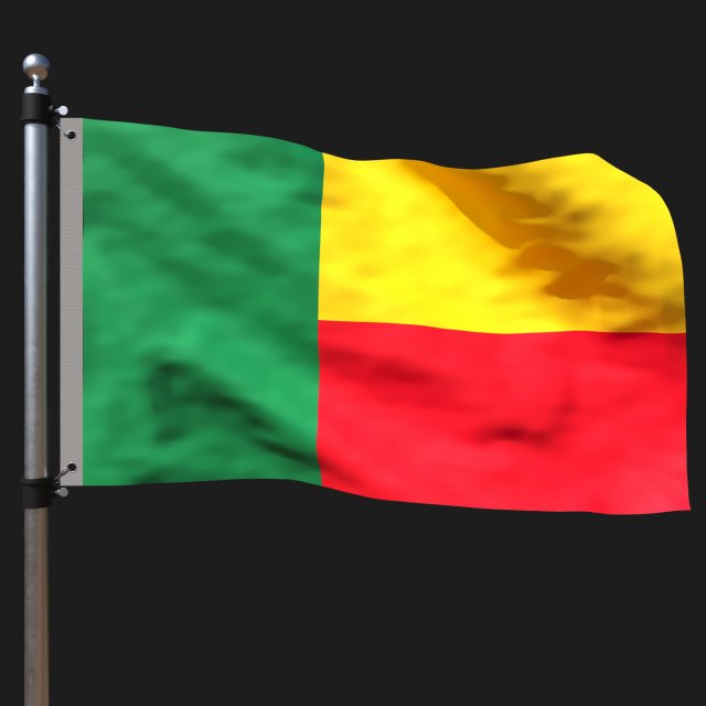 Flag of benin 3D Model .c4d .max .obj .3ds .fbx .stl .blend 