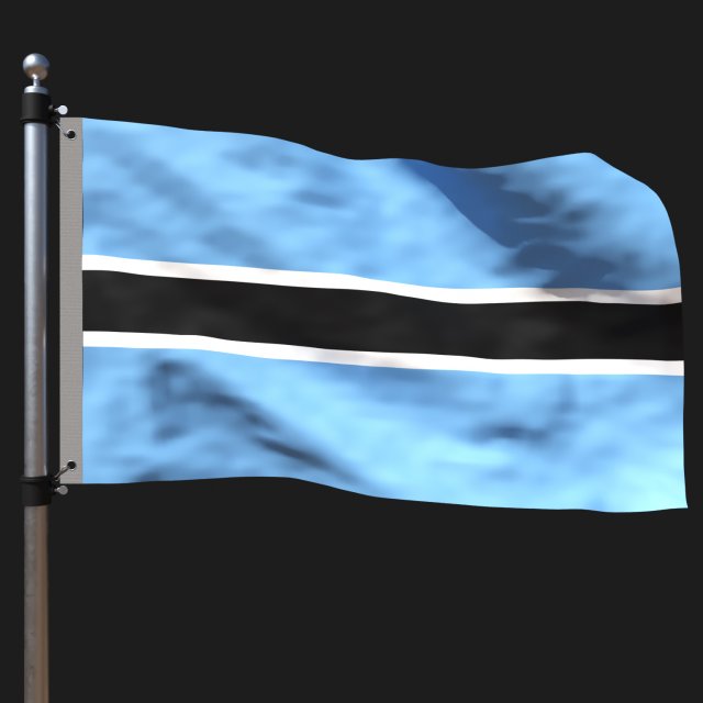 Flag of botswana 3D Модель .c4d .max .obj .3ds .fbx .stl .blend 