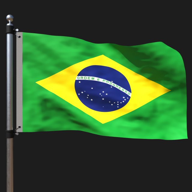 Flag of brazil 3D Модель .c4d .max .obj .3ds .fbx .stl .blend 