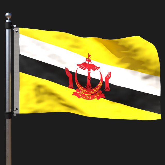 Flag of brunei 3D Model .c4d .max .obj .3ds .fbx .stl .blend 