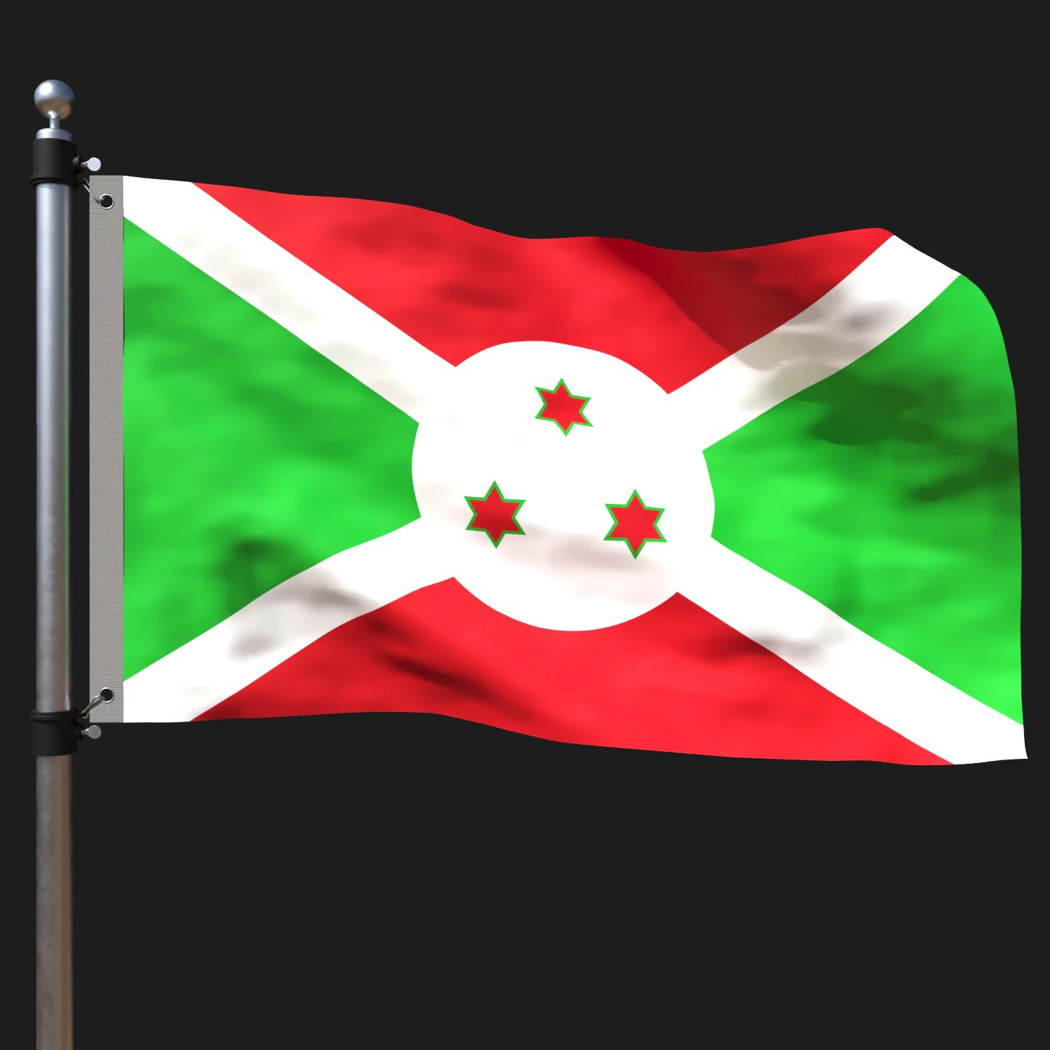 Flag of burundi 3D Model .c4d .max .obj .3ds .fbx .stl .blend 