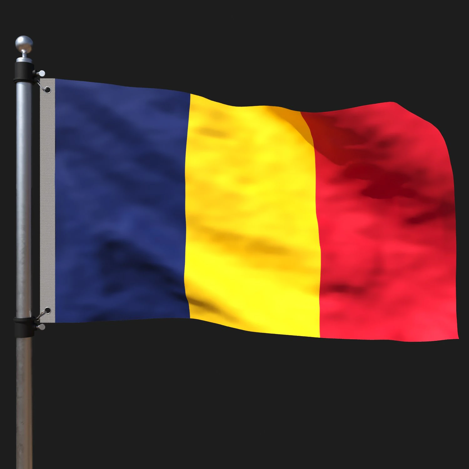 Flag of chad 3D Model .c4d .max .obj .3ds .fbx .stl .blend