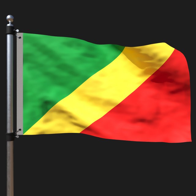Flag of congo-republic 3D Model .c4d .max .obj .3ds .fbx .stl .blend 