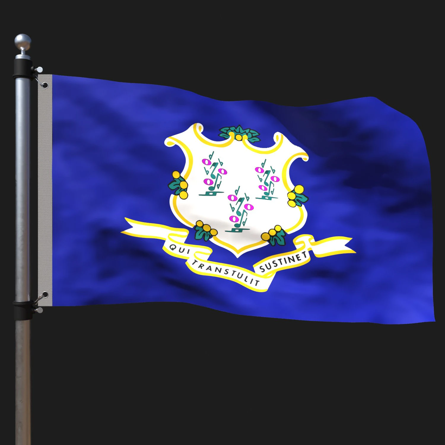Flag of connecticut 3D Model .c4d .max .obj .3ds .fbx .stl .blend 