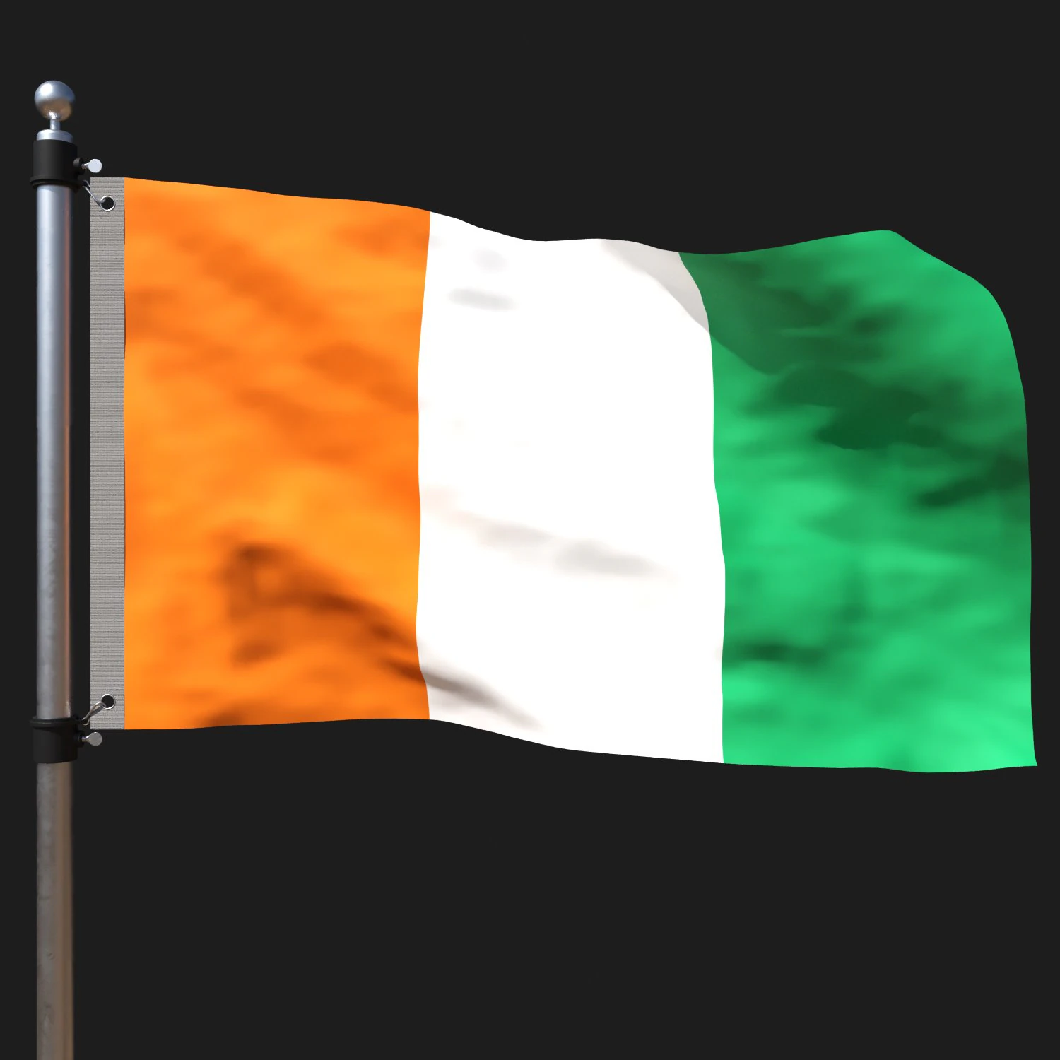 Flag of coted ivoire 3D Model .c4d .max .obj .3ds .fbx .stl .blend 