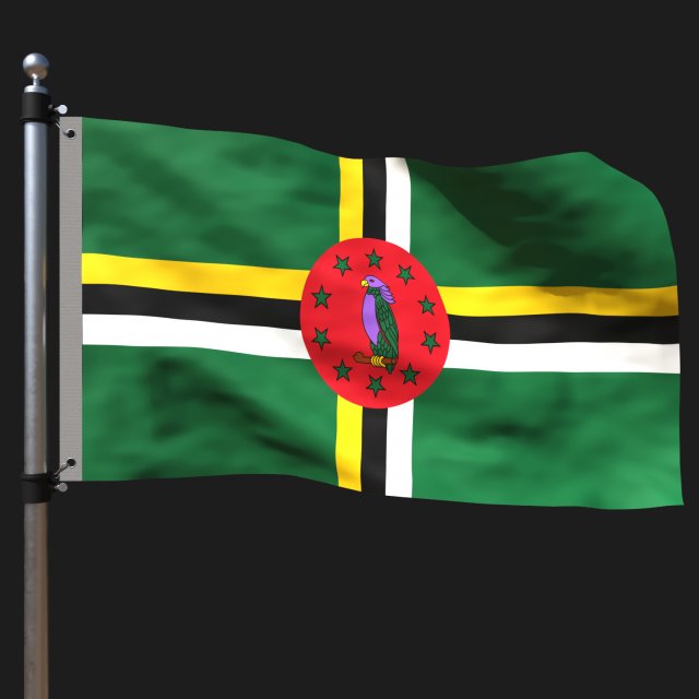 Flag of dominica Model 3D .c4d .max .obj .3ds .fbx .stl .blend 