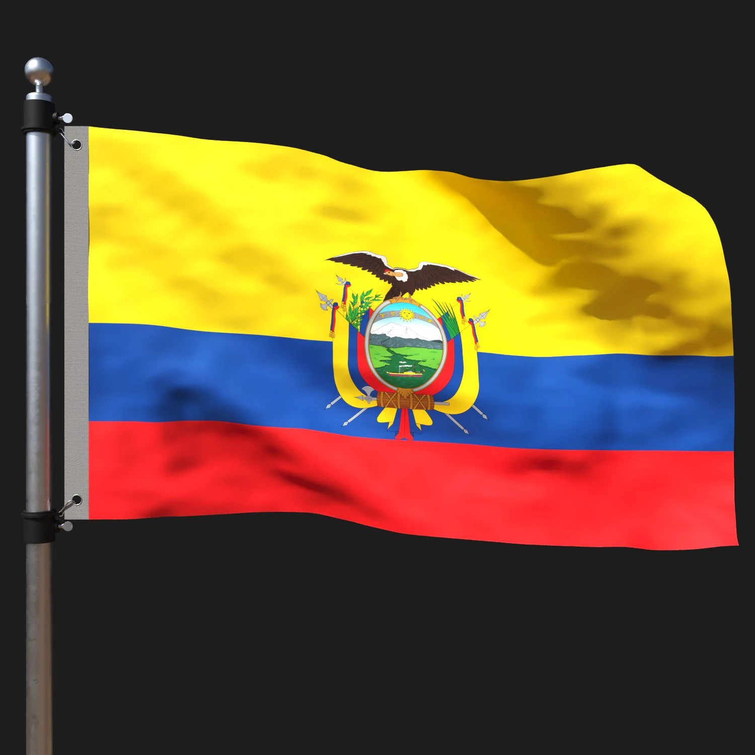 Flag of ecuador 3D Model .c4d .max .obj .3ds .fbx .stl .blend